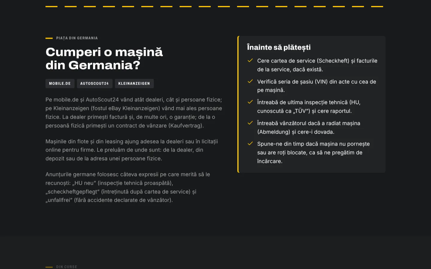 Pagina de rută Germania – România pe tractari-byg.ro